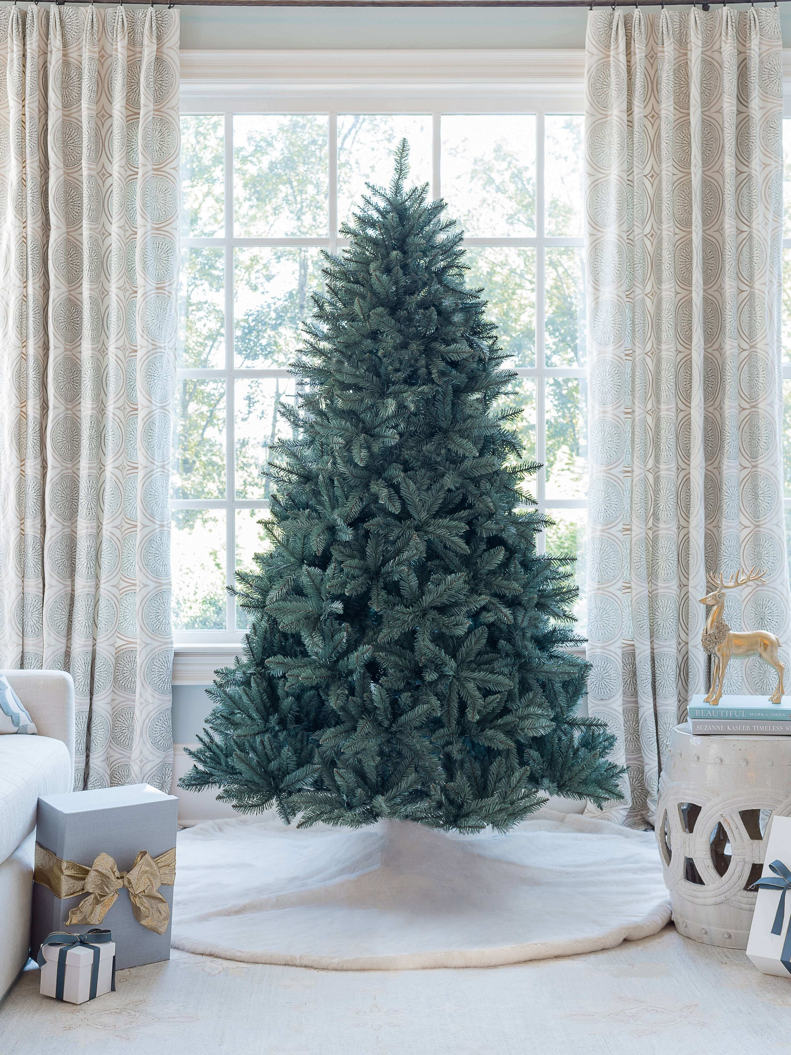 7' Tribeca Blue Spruce Artificial Christmas Tree with 550 Warm White LED Lights