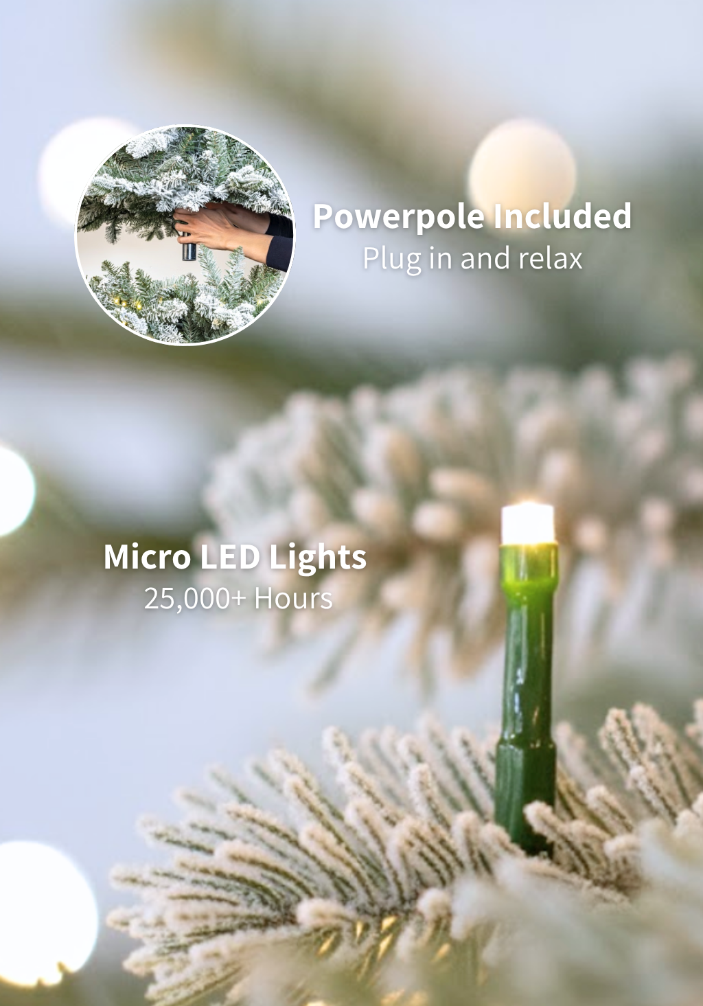 9' King Flock® Slim Artificial Christmas Tree with 900 Warm White LED Lights