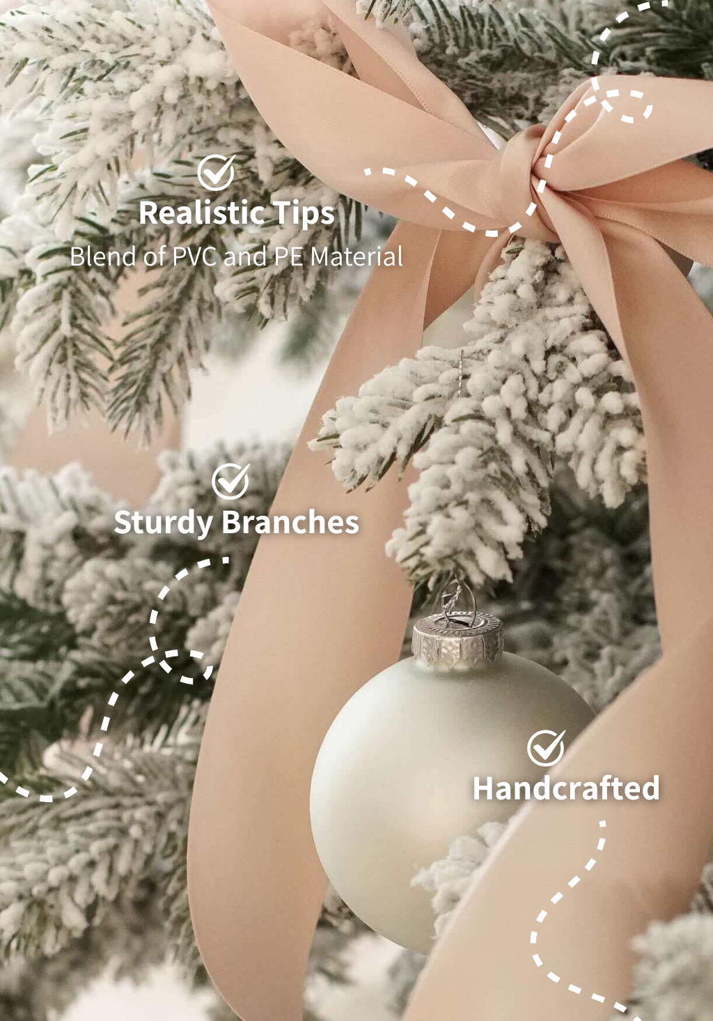 7.5' Rushmore Flock Artificial Christmas Tree 750 Warm White LED Lights